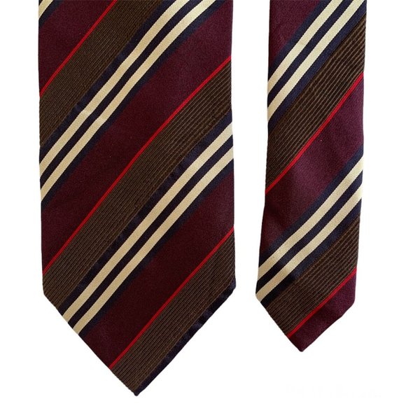 BURBERRY LONDON Burgundy Striped Silk Tie Made In Italy 59"/ 3".1/2 EX COND - Picture 4 of 5